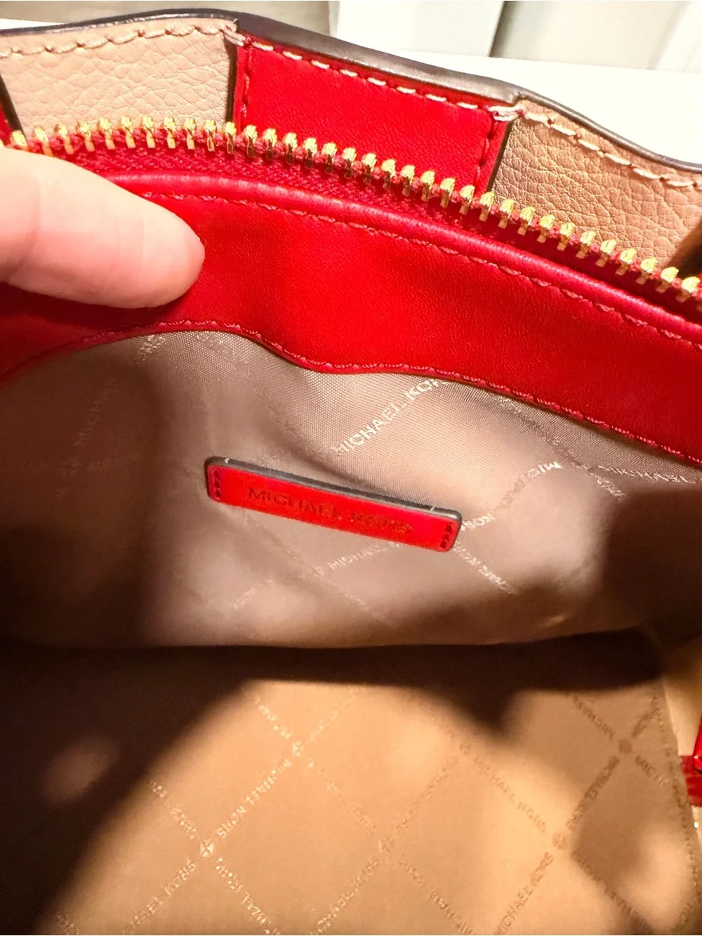 Michael Kors Red Pebbled Leather Belted Satchel Small Crossbody Bag w/strap